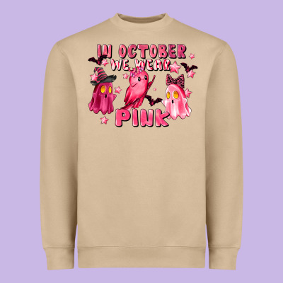 In October We Wear Pink Heavyweight Sweatshirt Designed By Lillyallendesigns