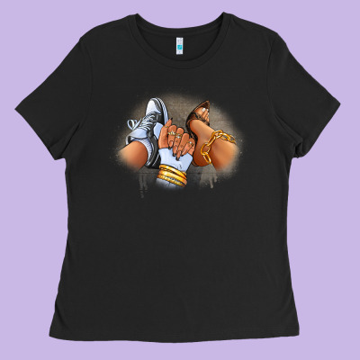 Sneaker And Heel Afro Woman Ladies Tee Designed By Ranaportraitstore