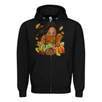 Black Fall with black girl Zipper Hoodie - NancyCooperArtShop