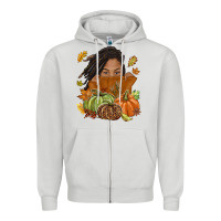 Dove Grey Fall with black girl Zipper Hoodie - NancyCooperArtShop