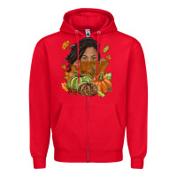 Red Fall with black girl Zipper Hoodie - NancyCooperArtShop