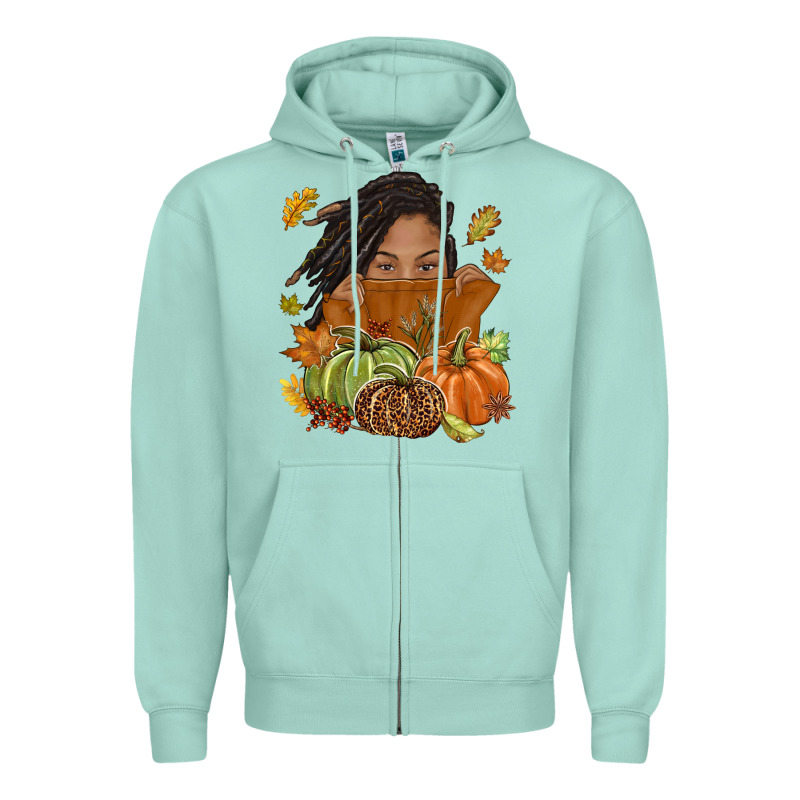 Fall With Black Girl Zipper Hoodie by NancyCooperArtShop | Teevron