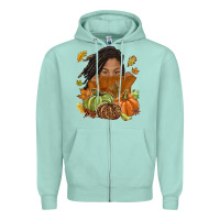 Seafoam Fall with black girl Zipper Hoodie - NancyCooperArtShop