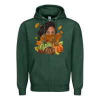 Sports Green Fall with black girl Zipper Hoodie - NancyCooperArtShop