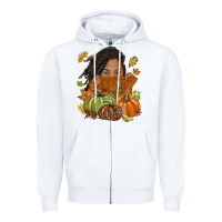 White Fall with black girl Zipper Hoodie - NancyCooperArtShop