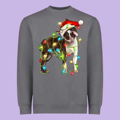 Christmas Chocolate Boston Terrier Heavyweight Sweatshirt Designed By Lillyallendesigns