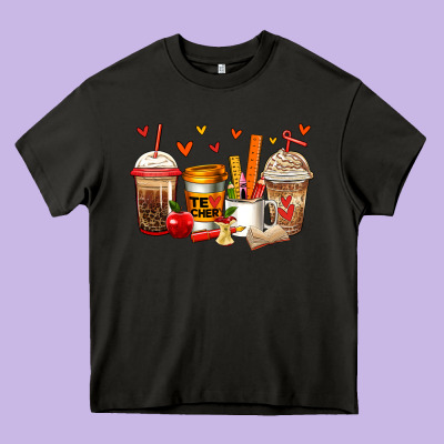 Teacher Coffee Cups Heavy Core Tee Designed By Jasminsmagicworld