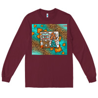 Burgundy Fall Autumn Leopard Serape Mama Long Sleeve Tee - LillyAllenDesigns