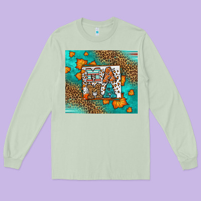 Fall Autumn Leopard Serape Mama Long Sleeve Tee Designed By Lillyallendesigns