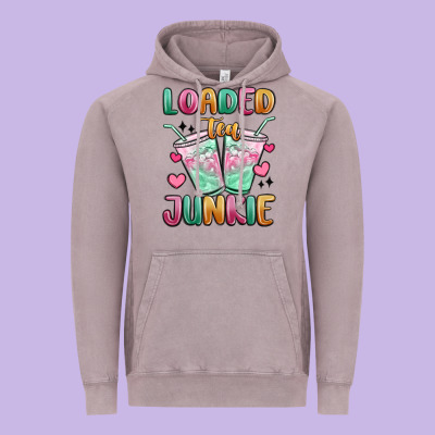 Loaded Tea Junkie Vintage Hoodie Designed By Maliassmallbusiness