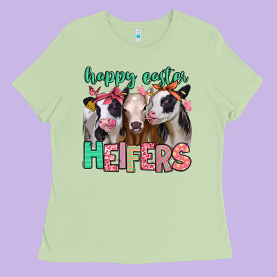 Happy Easter Heifers Ladies Tee Designed By Jasminsmagicworld