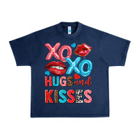 Navy xo xo hugs and kisses Urban Heavy Tee - NancyCooperArtShop