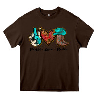 Chocolate Brown peace love rodeo Heavy Core Tee - JahusDesignShop