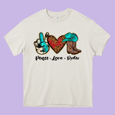 Peace Love Rodeo Heavy Core Tee Designed By Jahusdesignshop