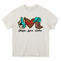 Cream peace love rodeo Heavy Core Tee - JahusDesignShop