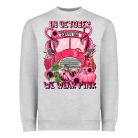 Heather Grey in october we wear pink halloween school bus Heavyweight Sweatshirt - LillyAllenDesigns