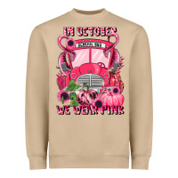 Mushroom in october we wear pink halloween school bus Heavyweight Sweatshirt - LillyAllenDesigns