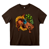 Chocolate Brown rodeo cowboy sunflower cactus Heavy Core Tee - JahusDesignShop