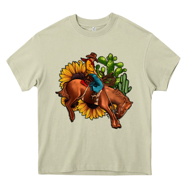 Rodeo Cowboy Sunflower Cactus Heavy Core Tee by JahusDesignShop | Teevron