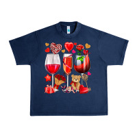 Navy valentines day wine glasses Urban Heavy Tee - NancyCooperArtShop