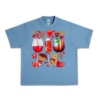 Pebble Blue valentines day wine glasses Urban Heavy Tee - NancyCooperArtShop