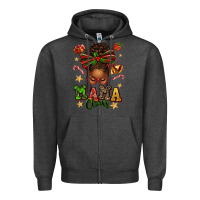 Charcoal Heather mama claus afro messy bun Zipper Hoodie - texasbilliewilder