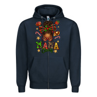 Navy mama claus afro messy bun Zipper Hoodie - texasbilliewilder