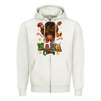 Oatmeal Heather mama claus afro messy bun Zipper Hoodie - texasbilliewilder