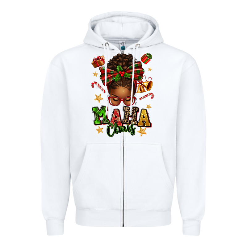 Mama Claus Afro Messy Bun Zipper Hoodie by texasbilliewilder | Teevron
