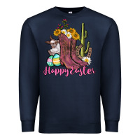 Navy Happy Easter western Easter Day Premium Sweatshirt - CowGirlArtShop