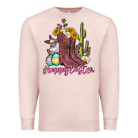 Pale Pink Happy Easter western Easter Day Premium Sweatshirt - CowGirlArtShop