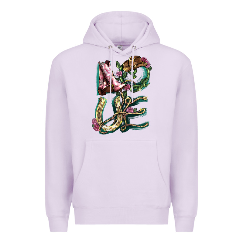 Love Boots Horseshoe Premium Hoodie by HowdyJamesFarm | Teevron