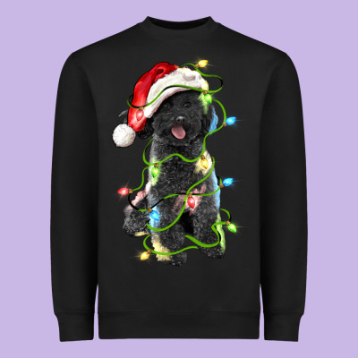 Christmas Black Poodles Dog Heavyweight Sweatshirt Designed By Lillyallendesigns