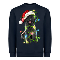 Navy christmas black poodles dog Heavyweight Sweatshirt - LillyAllenDesigns