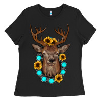 Black deer gemstone sunflower Ladies Tee - JahusDesignShop