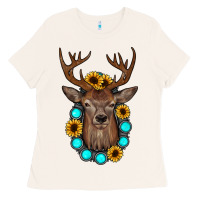 Deer Gemstone Sunflower Ladies Tee | Teevron