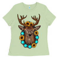 Matcha deer gemstone sunflower Ladies Tee - JahusDesignShop