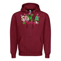 Burgundy santa baby pink christmas Zipper Hoodie - texasbilliewilder