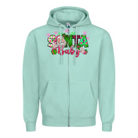 Seafoam santa baby pink christmas Zipper Hoodie - texasbilliewilder