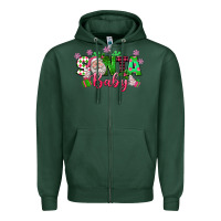Sports Green santa baby pink christmas Zipper Hoodie - texasbilliewilder
