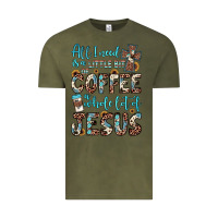 Vintage Olive all i need is a little bit of coffee and o whole lot of jesus Vintage Tee - JahusDesignShop