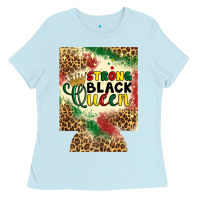 Baby Blue strong black queen 12 oz can cooler (regular) Ladies Tee - Artiststas