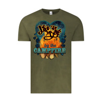 Vintage Olive life is better by the campfire Vintage Tee - NancyCooperArtShop