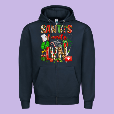 Santa's Favorite Lvn Zipper Hoodie Designed By Texasbilliewilder