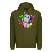 Army Green autism hippopotamus Premium Hoodie - CowGirlArtShop