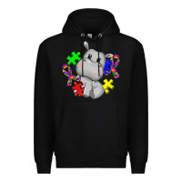 Black autism hippopotamus Premium Hoodie - CowGirlArtShop