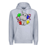 Heather Grey autism hippopotamus Premium Hoodie - CowGirlArtShop