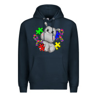 Navy autism hippopotamus Premium Hoodie - CowGirlArtShop