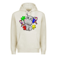 Oatmeal Heather autism hippopotamus Premium Hoodie - CowGirlArtShop