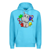 Ocean Blue autism hippopotamus Premium Hoodie - CowGirlArtShop